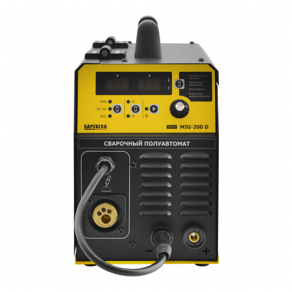 БАРСВЕЛД Profi MIG-200 D (220 В, 20-200 А, ПН 60%, ф 0,6-1,0 мм, 9,2 кг, 2 дисплея), комплект